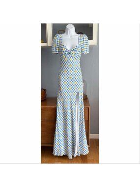 STAUD Lea Dress Gingham Daisy Plaid Maxi Size 00